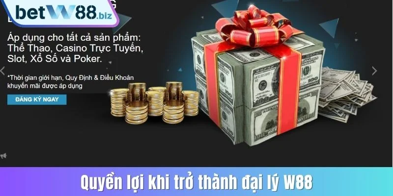 Đại Lý W88 - Cơ Hội Vàng Kiếm Thêm Thu Nhập Khủng Về Tay 1 Quyền lợi khi hợp tác trở thành đại lý W88